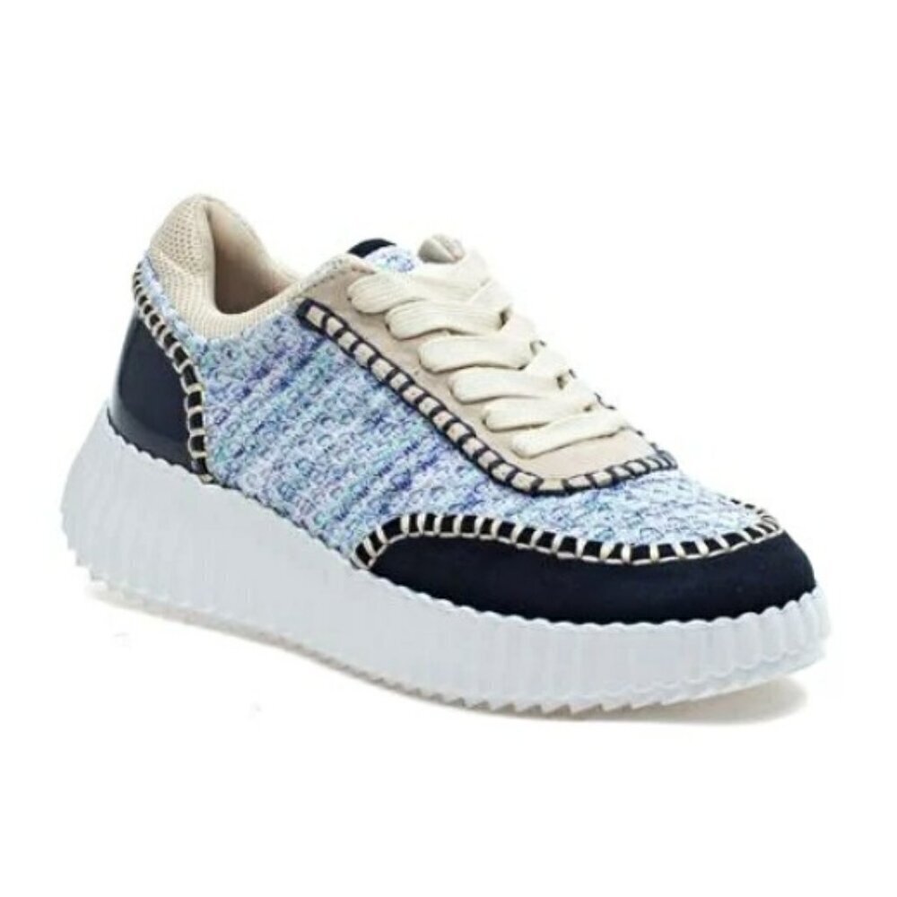 J/Slides Charlene Women's Navy Beige Whipstitch Sneaker Size 9&10 **Please Read*